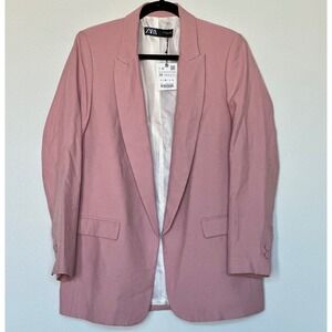 NEW, ZARA Pink Blazer Jacket Women's Size M Oversized‎ Relaxed Fit Lined NWT